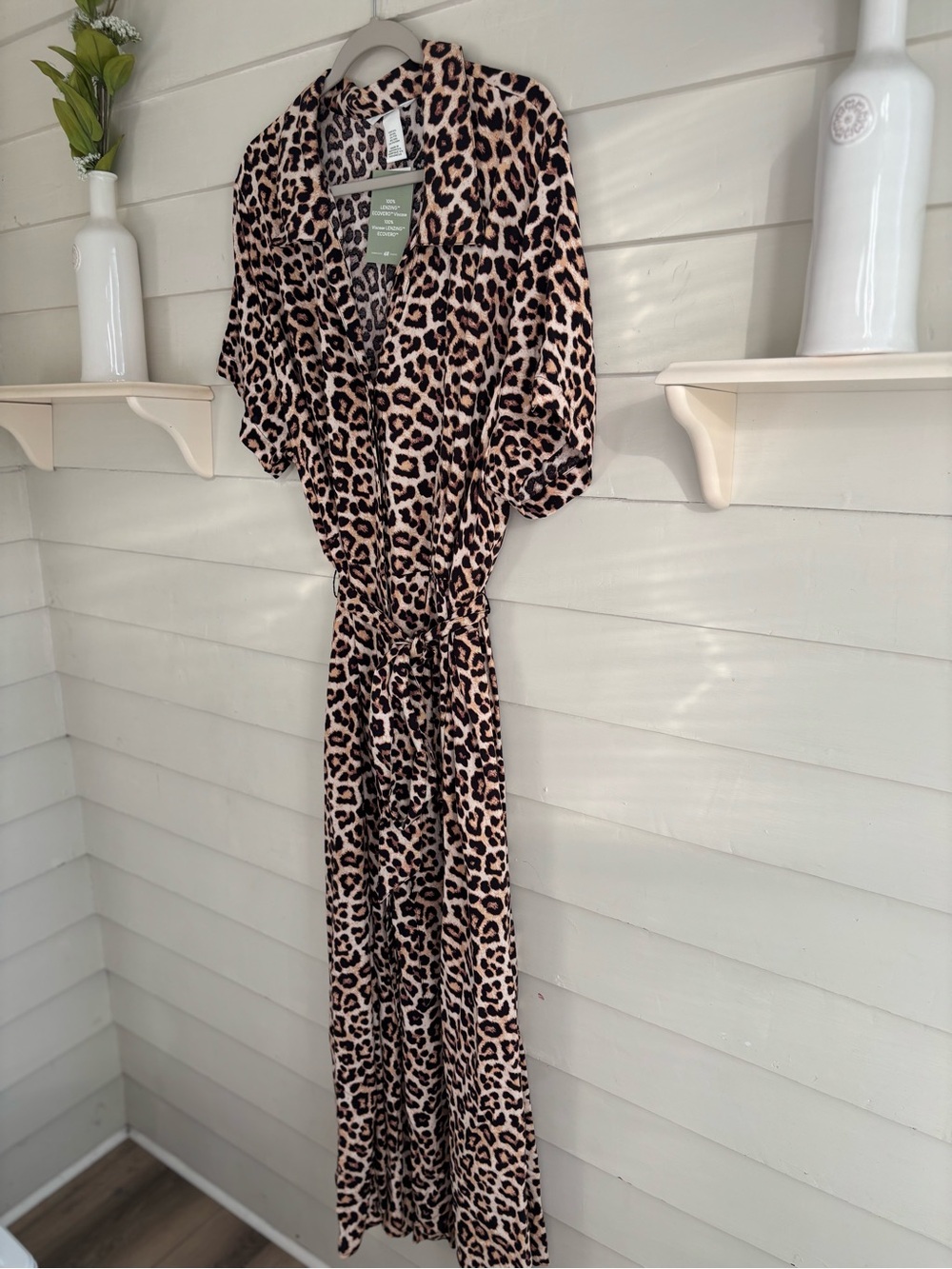 H&M Leopard Leopard Print Maxi Midi Shirt Dress Women’s Size XXL NWT